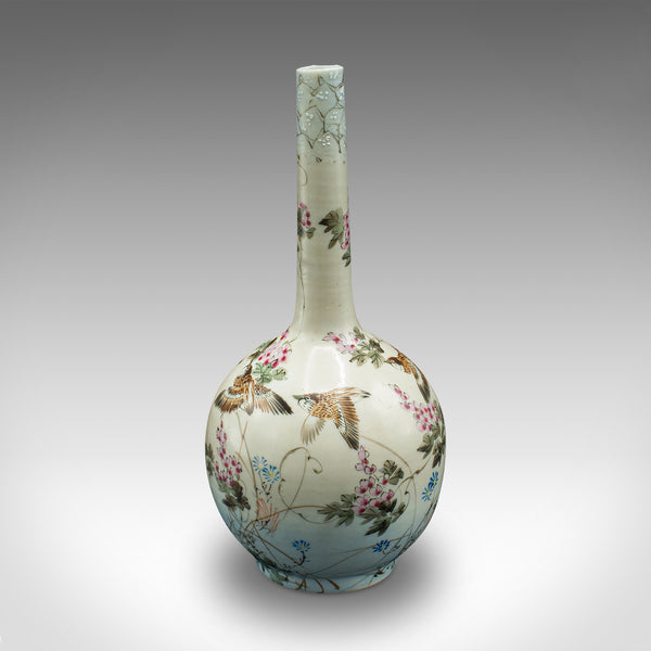 Pair Of Antique Single Stem Vases, Japanese, Ceramic, Meiji Period, Victorian