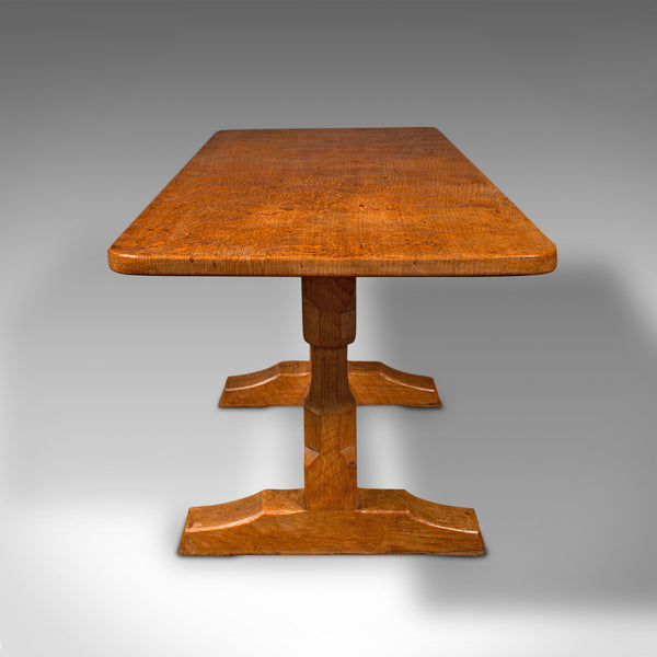 Vintage Coffee Table, English Oak, Cotswold School, After Mouseman, 20th Century