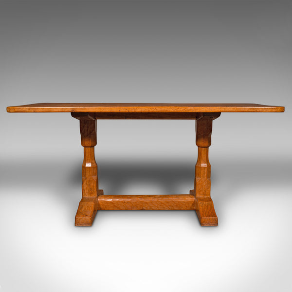 Vintage Coffee Table, English Oak, Cotswold School, After Mouseman, 20th Century