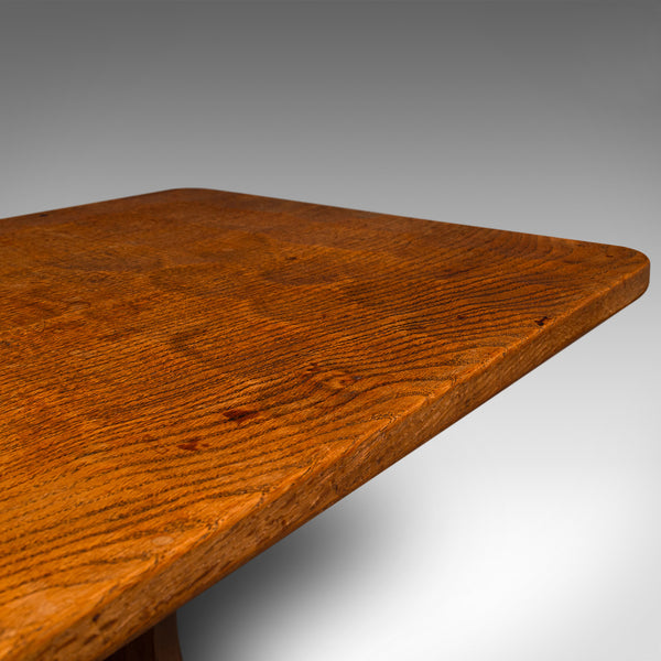 Vintage Coffee Table, English Oak, Cotswold School, After Mouseman, 20th Century