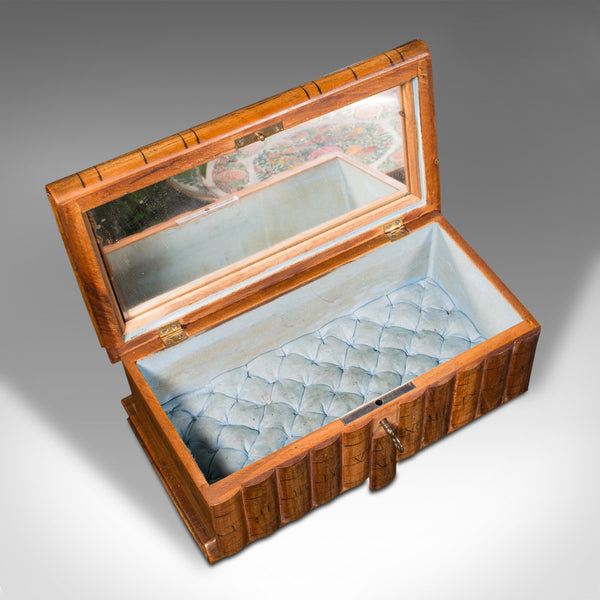 Antique Ladies Vanity Box, Italian, Olive Wood, Keepsake, Jewellery, Sorrento