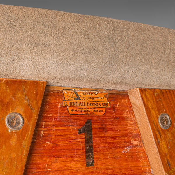 Vintage Gymnasium Bench, English, Pine, Suede, Window Seat, Dining Room, C.1930