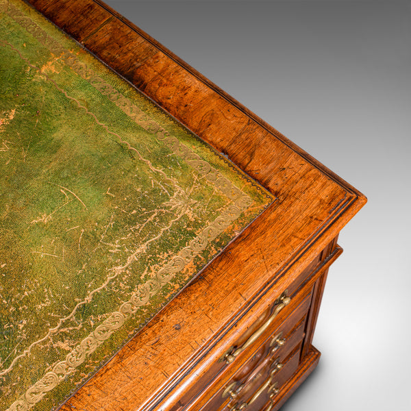 Antique Twin Pedestal Desk, English, Office, Study, Writing Table, Victorian