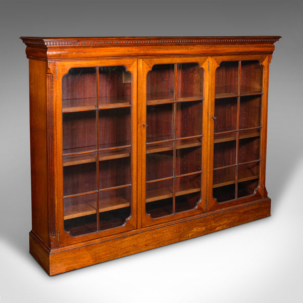 Antique Glazed Bookcase, English, Walnut, Library Cabinet, Edwardian, Circa 1910