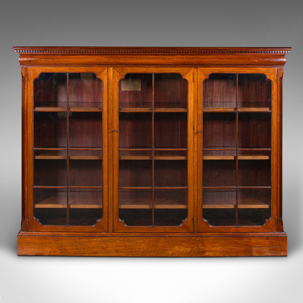 Antique Glazed Bookcase, English, Walnut, Library Cabinet, Edwardian, Circa 1910