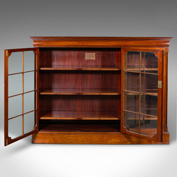Antique Glazed Bookcase, English, Walnut, Library Cabinet, Edwardian, Circa 1910