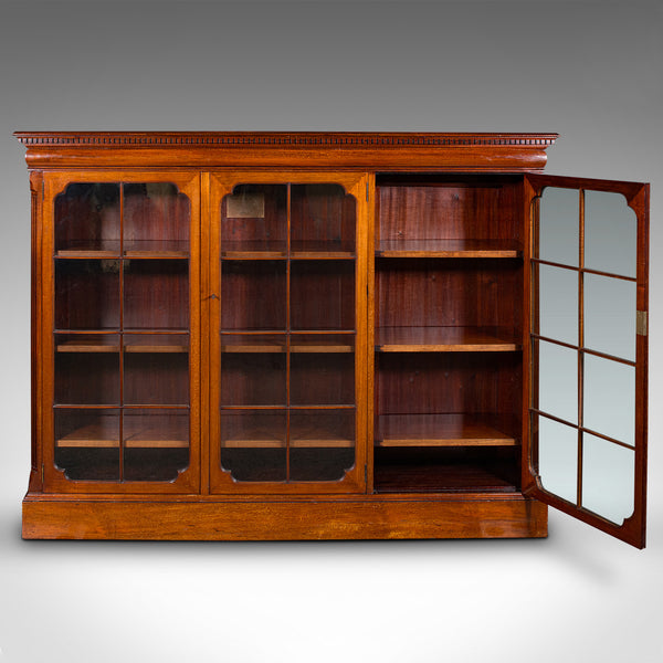 Antique Glazed Bookcase, English, Walnut, Library Cabinet, Edwardian, Circa 1910