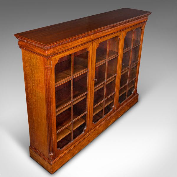 Antique Glazed Bookcase, English, Walnut, Library Cabinet, Edwardian, Circa 1910
