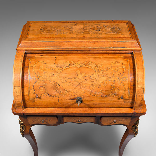 Antique Ladies Writing Desk, French, Walnut, Table, Bonheur Du Jour, Victorian