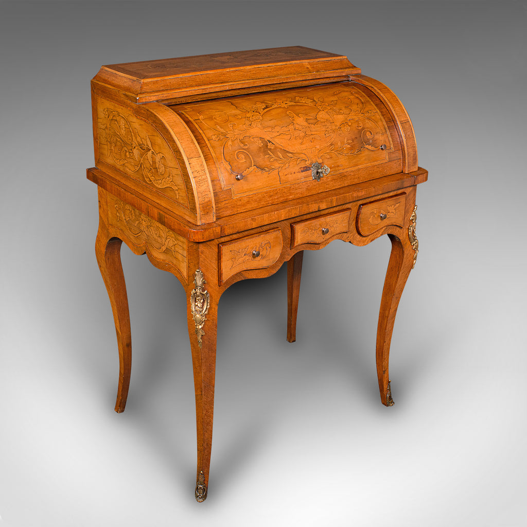 Antique Ladies Writing Desk, French, Walnut, Table, Bonheur Du Jour, Victorian