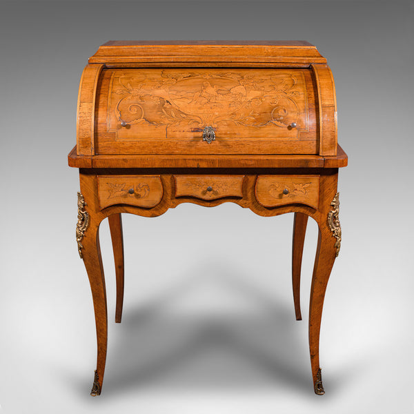 Antique Ladies Writing Desk, French, Walnut, Table, Bonheur Du Jour, Victorian