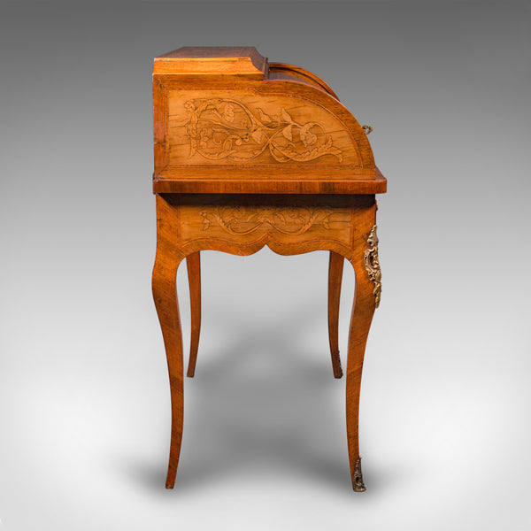Antique Ladies Writing Desk, French, Walnut, Table, Bonheur Du Jour, Victorian