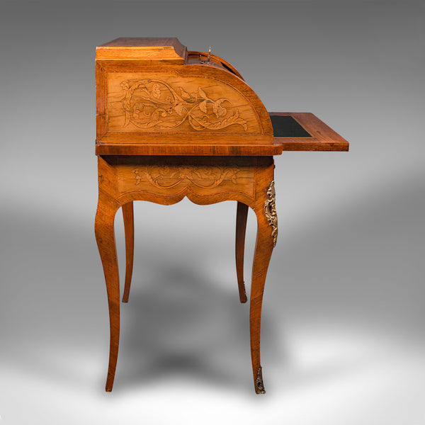 Antique Ladies Writing Desk, French, Walnut, Table, Bonheur Du Jour, Victorian