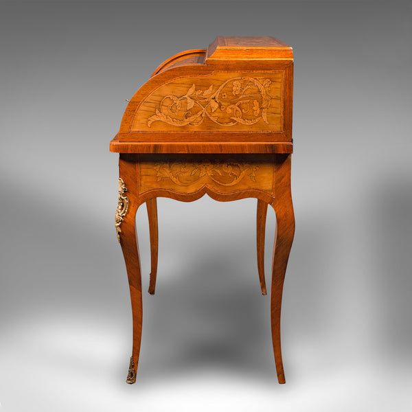 Antique Ladies Writing Desk, French, Walnut, Table, Bonheur Du Jour, Victorian