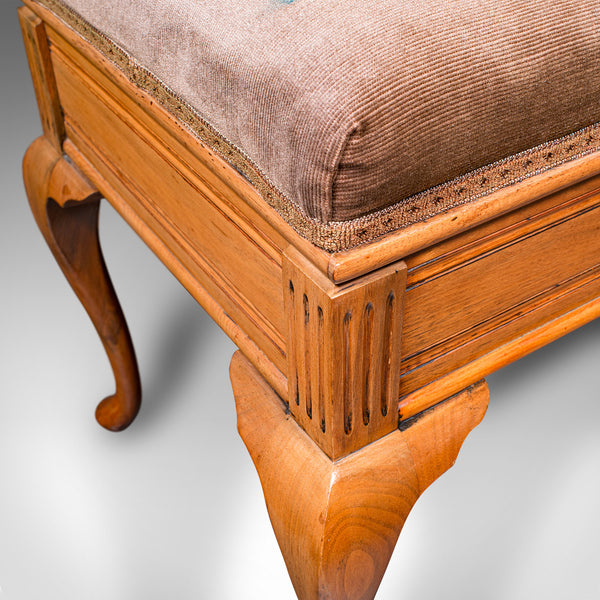 Antique Duet Stool, English, Walnut, Velvet, Recital, Window Bench, Edwardian