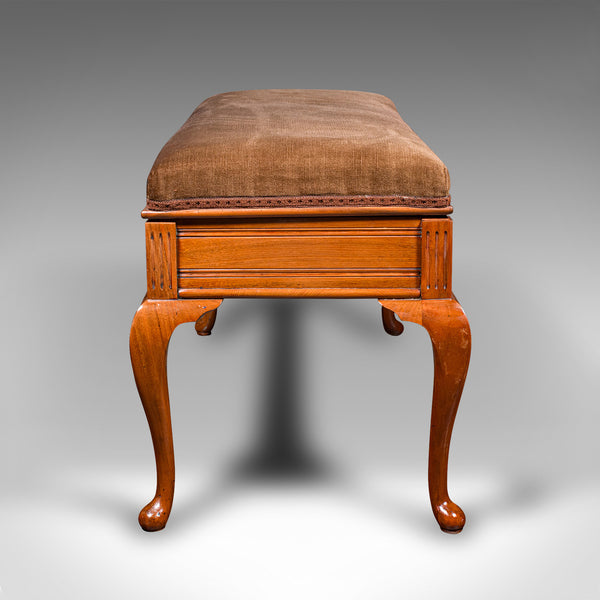 Antique Duet Stool, English, Walnut, Velvet, Recital, Window Bench, Edwardian