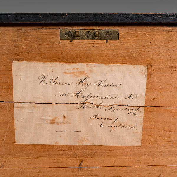 Antique Shipwright's Chest, English, Stained Pine, Workman's Trunk, Victorian