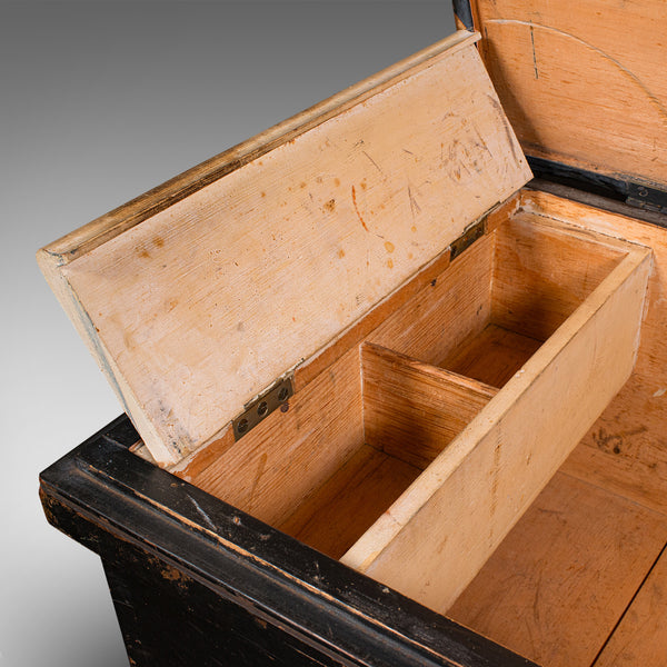 Antique Shipwright's Chest, English, Stained Pine, Workman's Trunk, Victorian