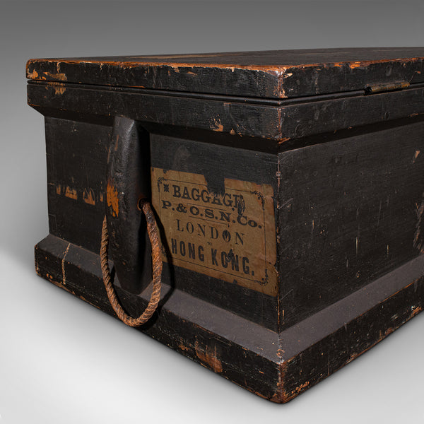 Antique Shipwright's Chest, English, Stained Pine, Workman's Trunk, Victorian