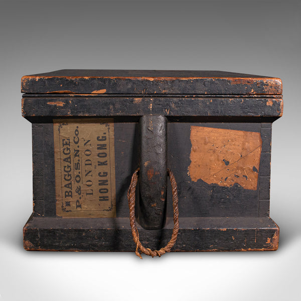 Antique Shipwright's Chest, English, Stained Pine, Workman's Trunk, Victorian