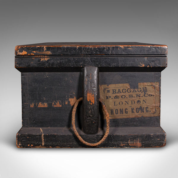 Antique Shipwright's Chest, English, Stained Pine, Workman's Trunk, Victorian