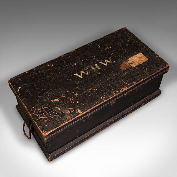 Antique Shipwright's Chest, English, Stained Pine, Workman's Trunk, Victorian