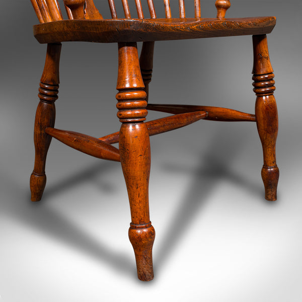 Antique Windsor Chair, English, Elm, Elbow, Armchair, Country House, Victorian