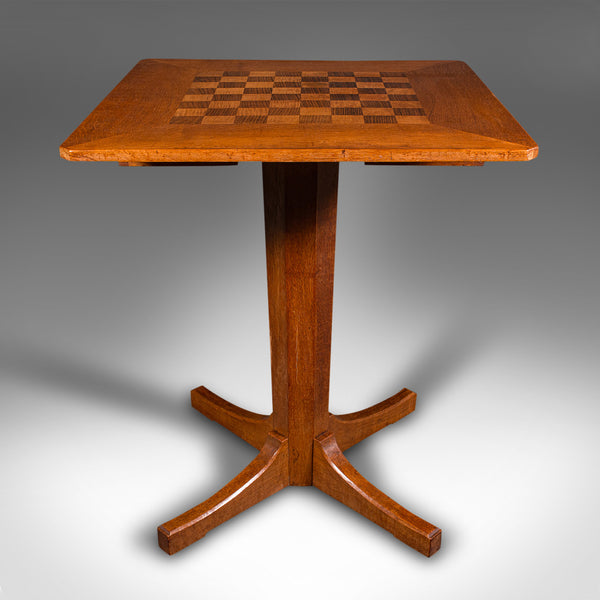 Antique Chess Table, English Oak, Games Table, Cotswold School, Mid 20th Century