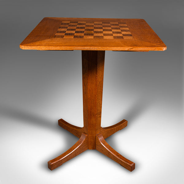 Antique Chess Table, English Oak, Games Table, Cotswold School, Mid 20th Century