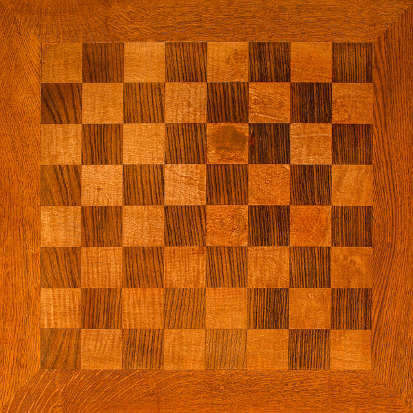 Antique Chess Table, English Oak, Games Table, Cotswold School, Mid 20th Century