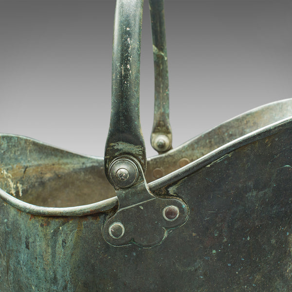 Antique Country House Coal Scuttle, English, Copper, Fireside Bucket, Victorian