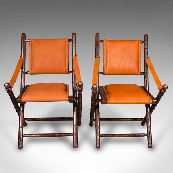 Pair Of Contemporary Orangery Chairs, English, Leather, Veranda, Patio, Seat