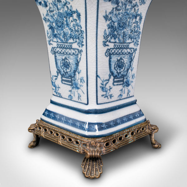 Pair Of Antique Flower Vases, Continental, Ceramic, Gilt, Decorative, Victorian