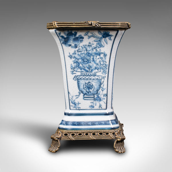 Pair Of Antique Flower Vases, Continental, Ceramic, Gilt, Decorative, Victorian