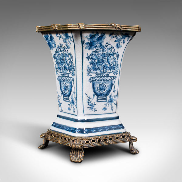 Pair Of Antique Flower Vases, Continental, Ceramic, Gilt, Decorative, Victorian