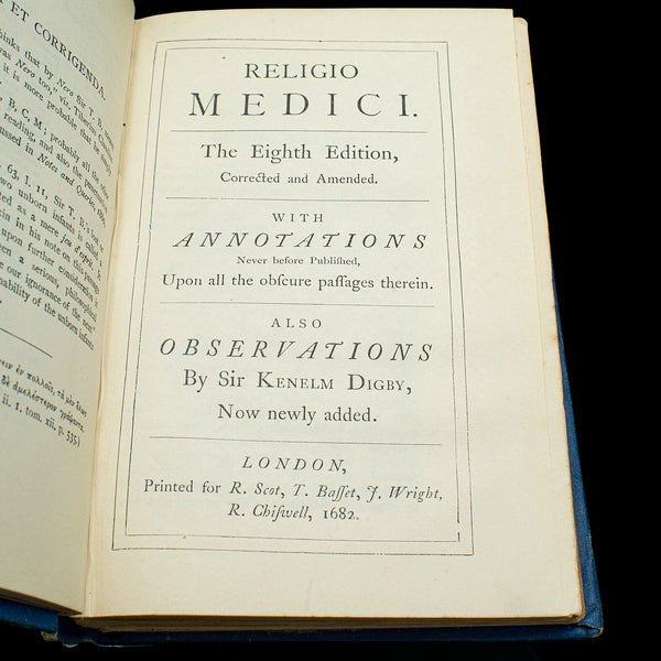 Antique Book, Religio Medici, Sir Thomas Browne, English Language, Dated 1915