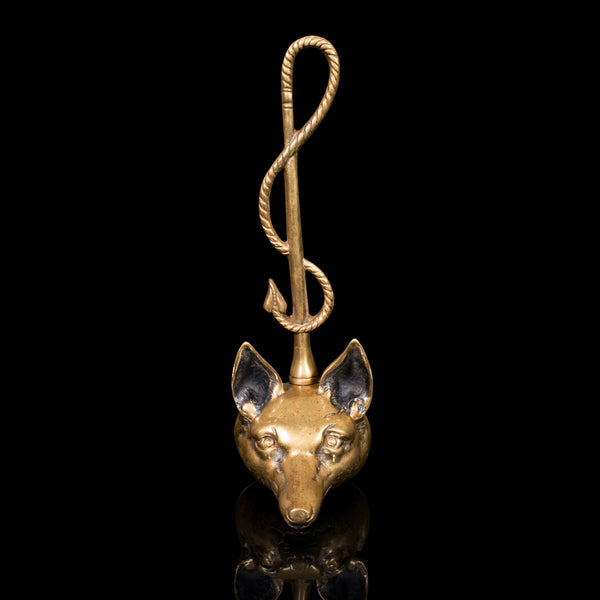 Antique Fox Head Doorstop, English, Brass, Country House, Door Keep, Victorian