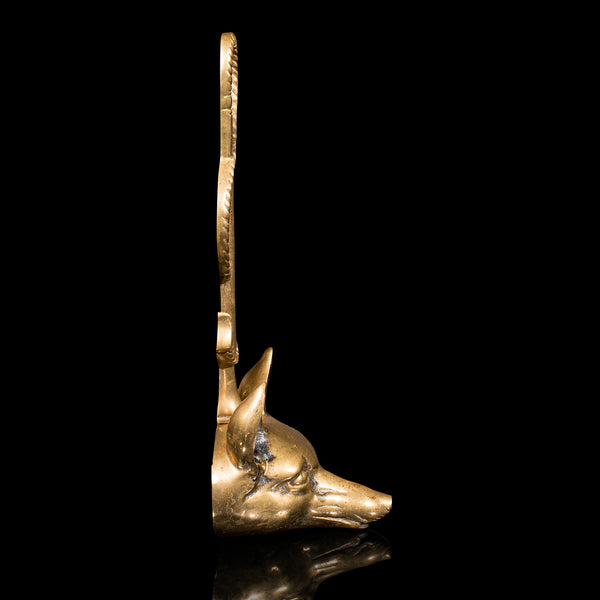 Antique Fox Head Doorstop, English, Brass, Country House, Door Keep, Victorian