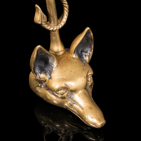 Antique Fox Head Doorstop, English, Brass, Country House, Door Keep, Victorian