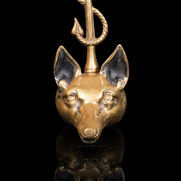Antique Fox Head Doorstop, English, Brass, Country House, Door Keep, Victorian