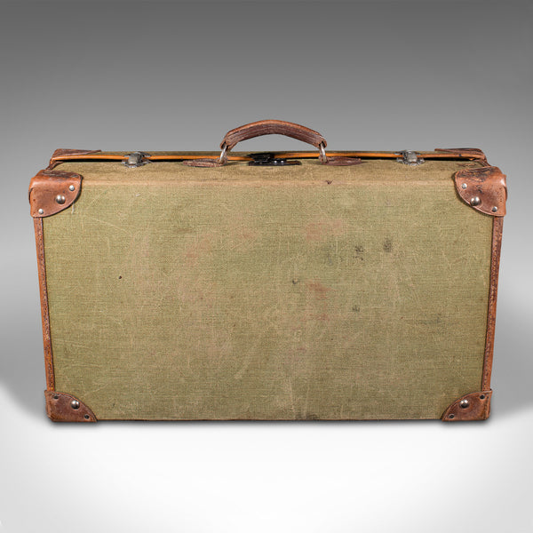 Vintage Touring Picnic Set, English, Canvas, Leather, Case, Mid Century, C.1950