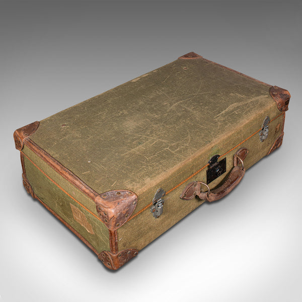 Vintage Touring Picnic Set, English, Canvas, Leather, Case, Mid Century, C.1950