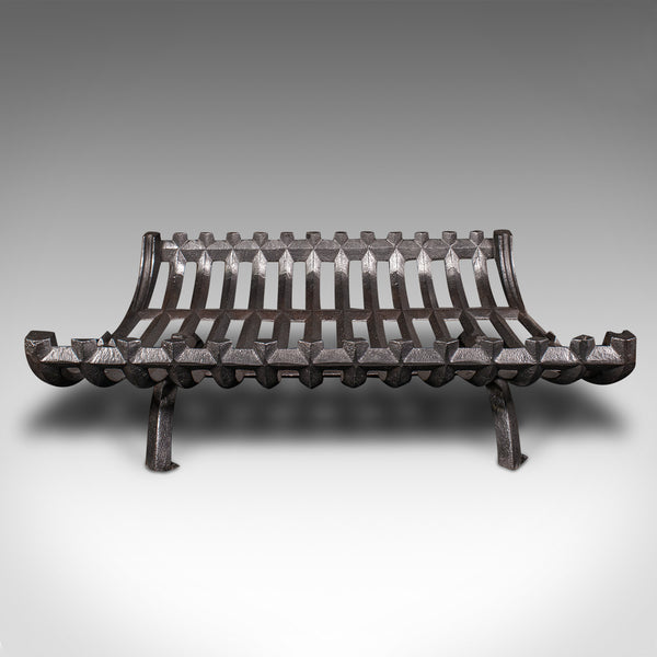 Antique Fire Grate, English, Cast Iron, Basket Fireplace, Late Victorian, C.1900