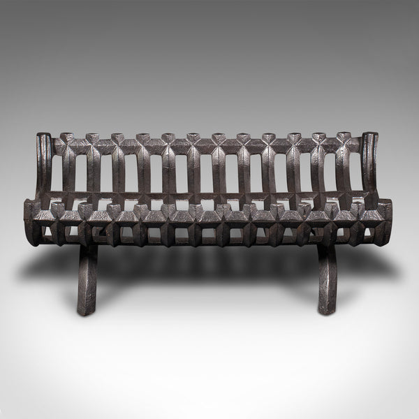 Antique Fire Grate, English, Cast Iron, Basket Fireplace, Late Victorian, C.1900