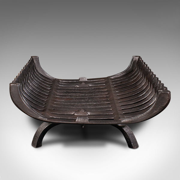 Antique Fire Grate, English, Cast Iron, Basket Fireplace, Late Victorian, C.1900