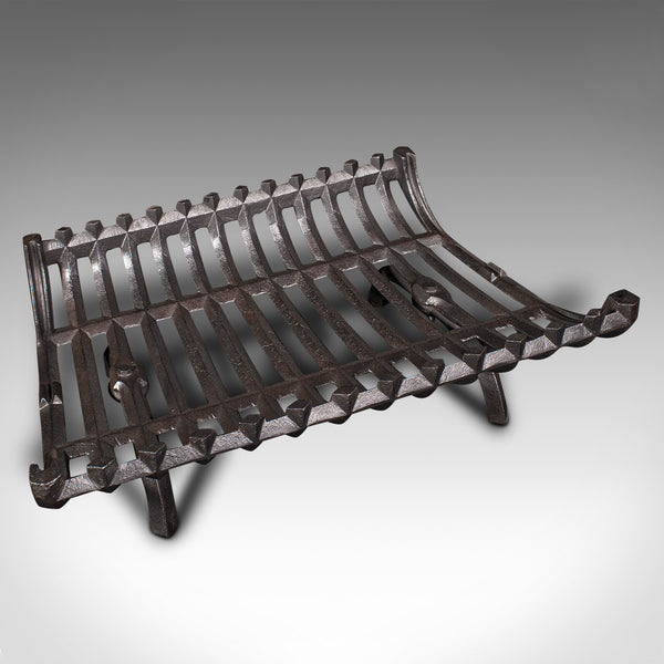 Antique Fire Grate, English, Cast Iron, Basket Fireplace, Late Victorian, C.1900