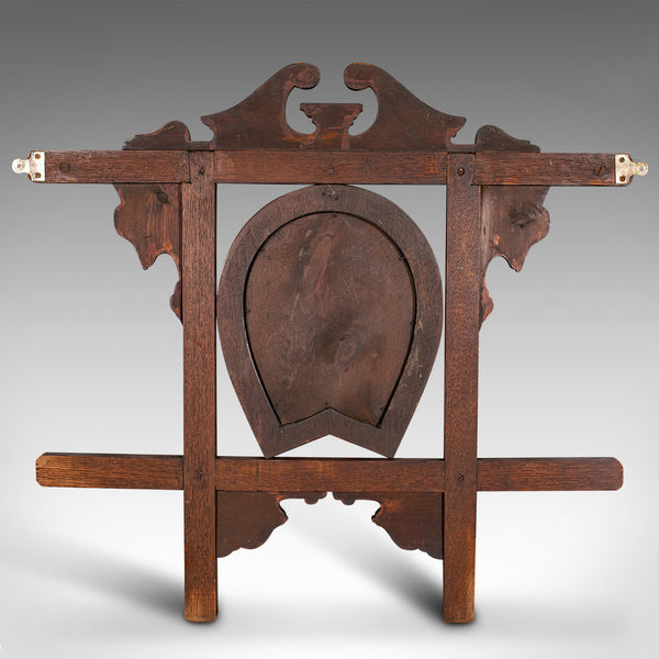 Antique Cheltenham Mirror, English, Oak, Hallway Rack, Cloak Hooks, Edwardian