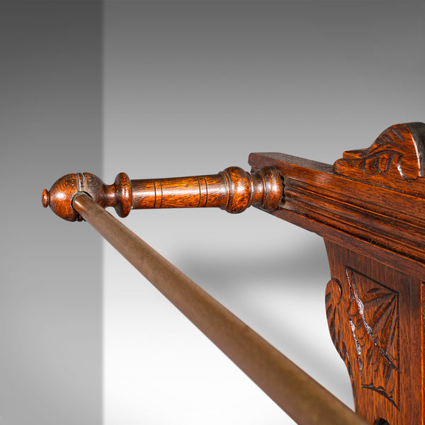 Antique Cheltenham Mirror, English, Oak, Hallway Rack, Cloak Hooks, Edwardian