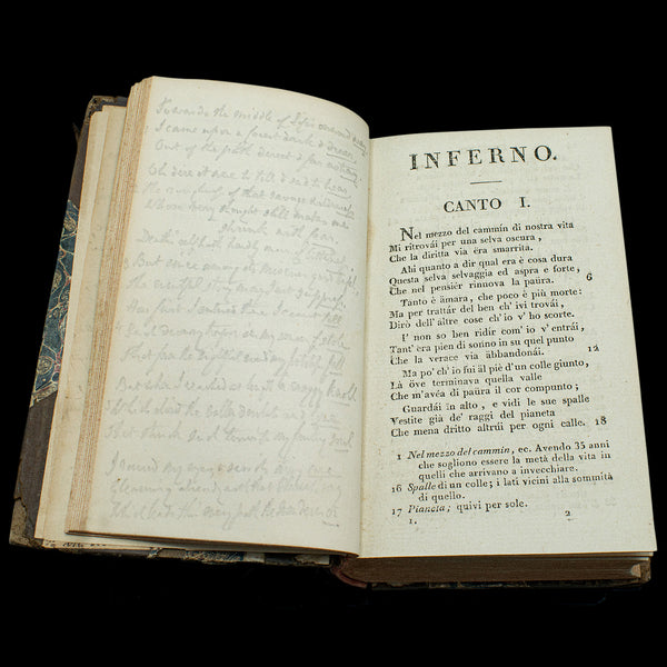 Antique Book, Dante's Inferno, Italian Language, Divine Comedy, Georgian, 1816