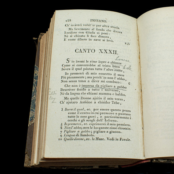 Antique Book, Dante's Inferno, Italian Language, Divine Comedy, Georgian, 1816